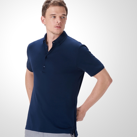 POLO MASCULINA 4 BOTÕES AZUL ESCURO RICARDO ALMEIDA