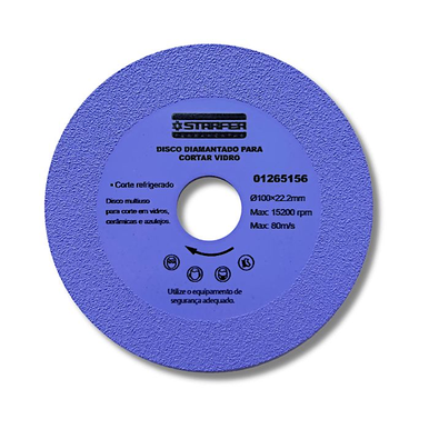 DISCO DIAMANTADO STARFER PARA CORTAR VIDRO 100 X 22.2MM
