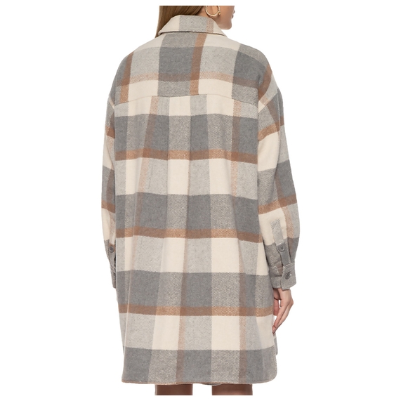 CASACO FEMININO LONGO XADREZ ANIMALE JEANS