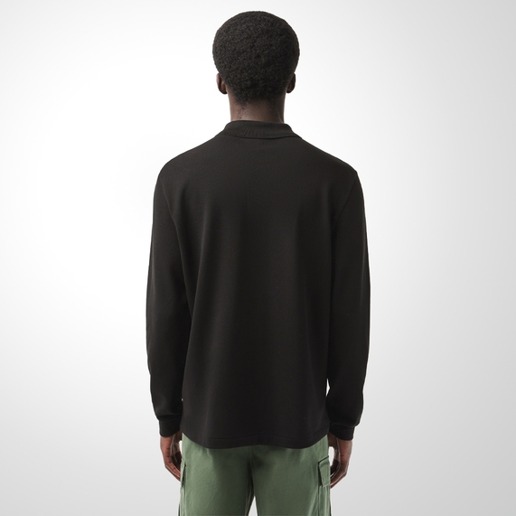 POLO MASCULINA MANGA LONGA PRETA LACOSTE
