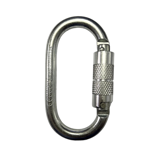 MOSQUETÃO AÇO OVAL TRAVA AUTOMATICA 25KN INASEG