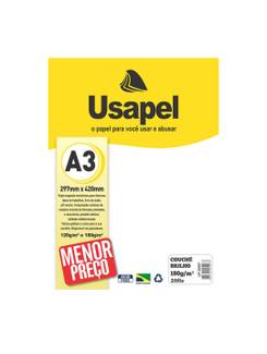 PAPEL COUCHE 180G 25FL A3 BRILHO - 25097 - BRANCO - UN - USAPEL
