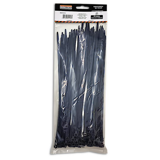 ABRAÇADEIRA DE NYLON STARFER COM 50 UNIDADES PRETA 400 X 7.6MM