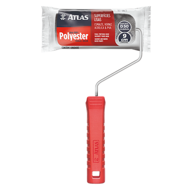 ROLO DE PINTURA EM POLIÉSTER 9 CM ATLAS COM SUPORTE