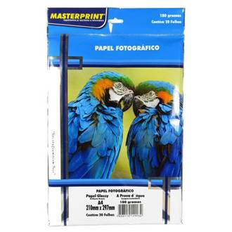 PAPEL GLOSSY 180G 20FL A4 302010003 - UN - MASTERPRINT