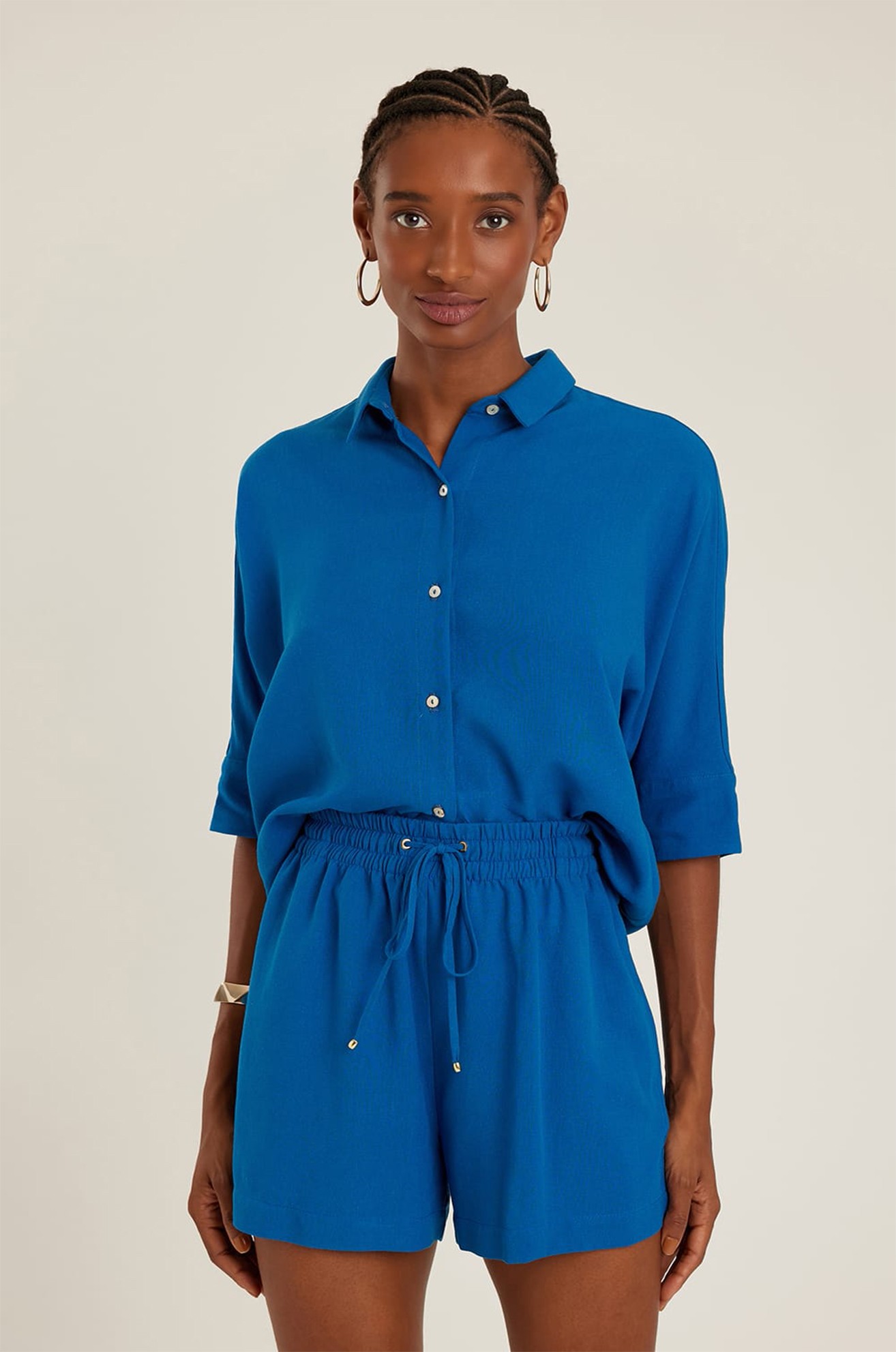 Camisa ampla cropped safira