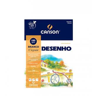 BLOCO DESENHO 180G A3 20FL  - BRANCO - PCT 5 - CANSON