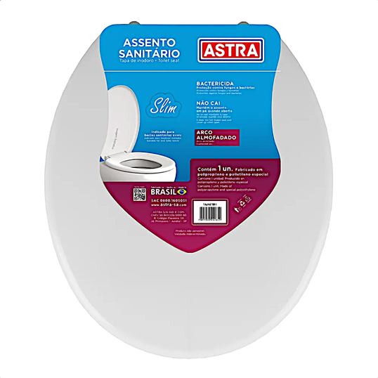 ASSENTO SANITÁRIO OVAL ALMOFADADO SLIM ASTRA  TAJ/AS BR1
