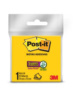 POST IT BLOCO ADESIVO 654 45F - 76X76 - AMARELO NEON - UN - 3M