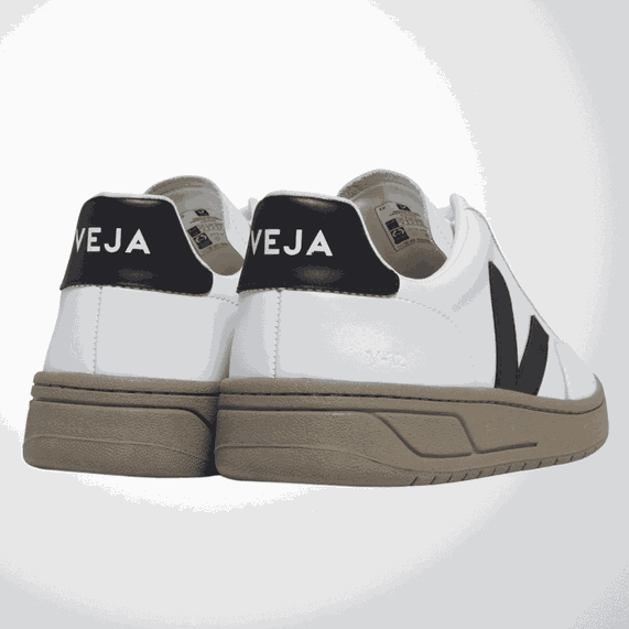 TÊNIS VEJA MASCULINO V-12 LEATHER EXTRA-WHITE BLACK DUNE