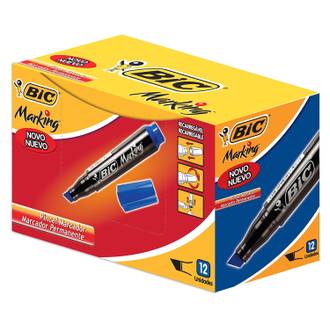 MARCADOR PINCEL PERMANENTE MARKING - AZUL - CX 12 - BIC