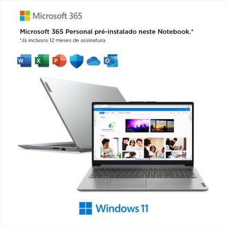 NOTEBOOK 15.6" IDEAPAD 1 CELERON+MSFT365/4GB/128GB/W11 - CINZA - UN - LENOVO
