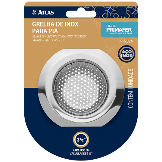 GRELHA DE INOX PARA PIA 3 1/2'' 9 CM ATLAS