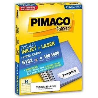 ETIQ INKJET/LASER CARTA 100FL 6182 - 33X101 - UN - PIMACO
