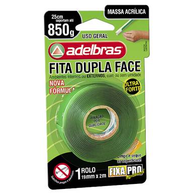FITA DUPLA FACE ADELBRAS TRANSPARENTE 19 MM X 2.0 M