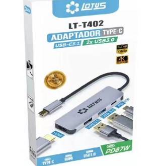 HUB 4 PORTAS TIPO C LOTUS USB3.0/ HDMI/PD 87W - 9617 - UN - MD9