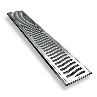 CONJUNTO DE GRELHA RETA FIXA DE ALUMÍNIO COM TELA COSTA NAVARRO 20 CM x 1 M ESCOVADA