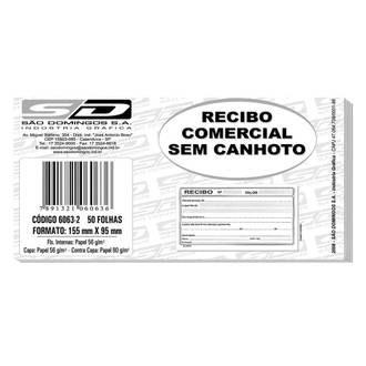 RECIBO COMERCIAL S/CANHOTO 50 FOLHAS 139X89MM - 6063 - PCT 20 - SAO DOMINGOS