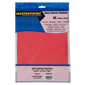 PAPEL DIPLOMATA A4 120G 20FL LISO/OFFSET - 302070071 - VERMELHO - UN - MASTERPRINT