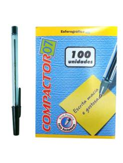 CANETA COMPACTOR 07 0,7MM - PRETO - CX 100 - COMPACTOR