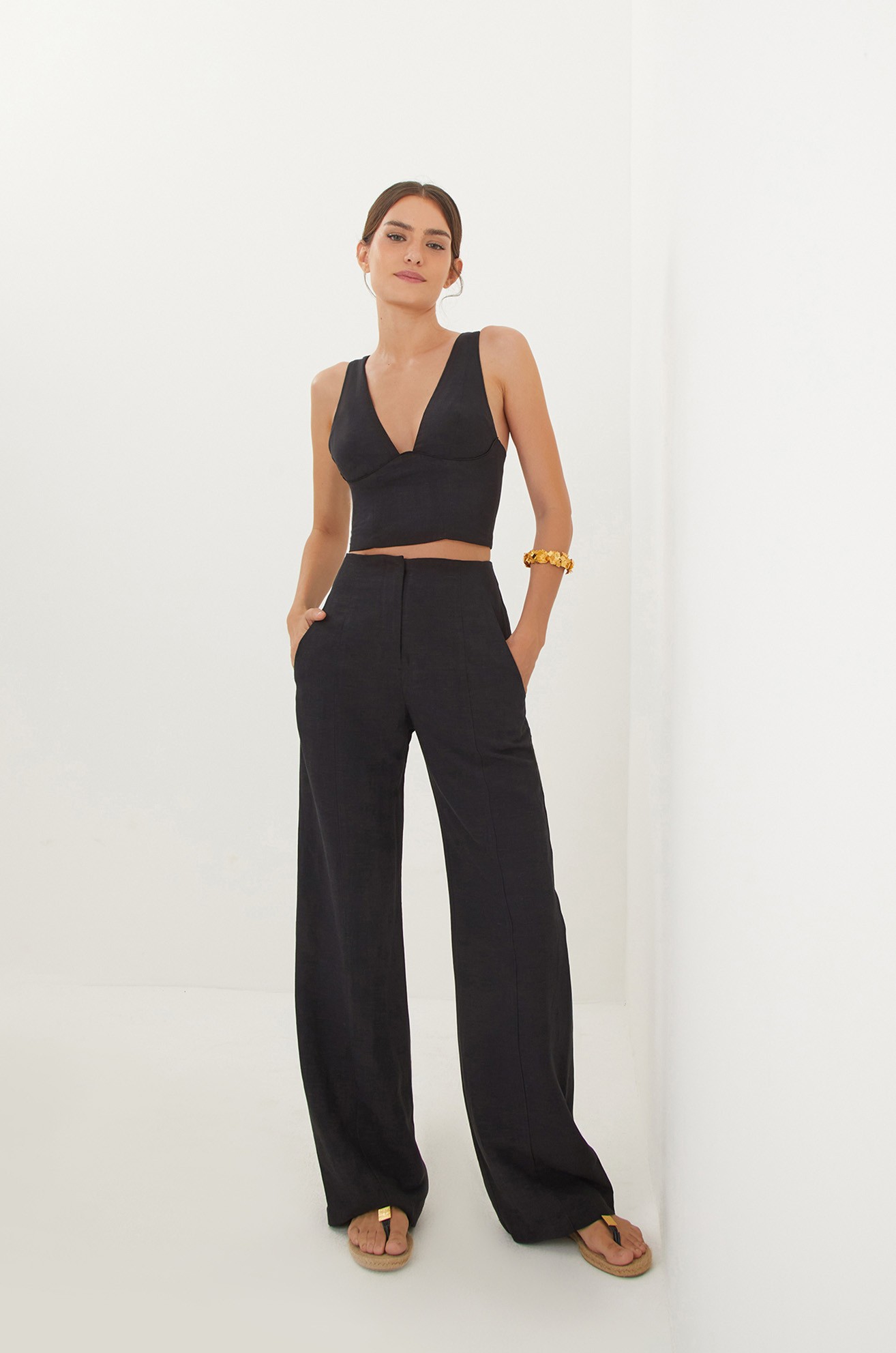 Calça reta whitney black