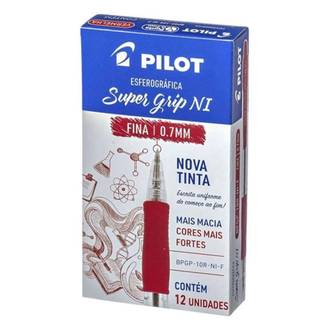 CANETA SUPER GRIP 0.7 0.7MM - VERMELHO - CX 12 - PILOT