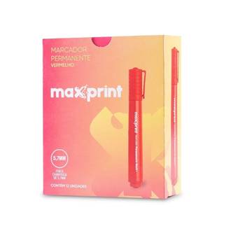 MARCADOR PINCEL PERMANENTE MARK+ - VERMELHO - CX 12 - MAXPRINT