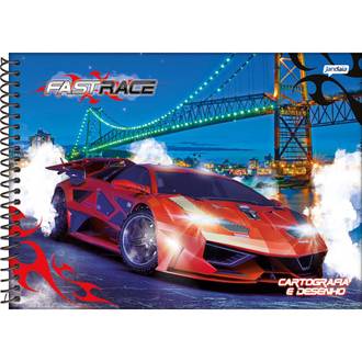 CADERNO DESENHO CAPA DURA 80FLS - ESPIRAL - FAST RACE - PCT 4 - JANDAIA