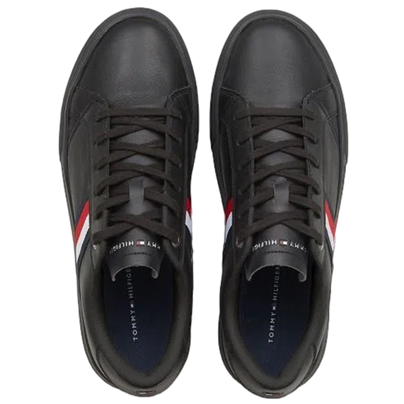TÊNIS MASCULINO DANIEL ESSENCIAL COURO PRETO TOMMY HILFIGER
