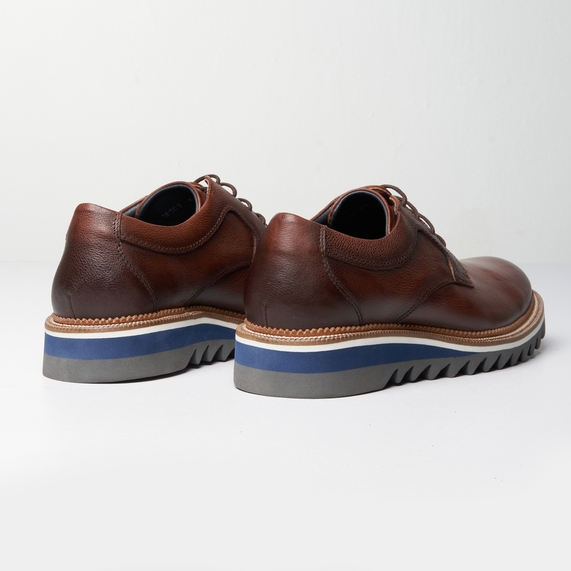 SAPATO MASCULINO CASUAL DERBY COURO MARROM PADRÃO