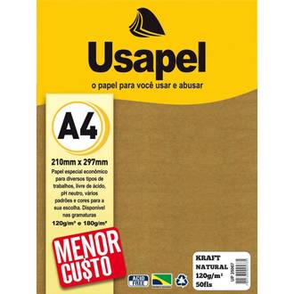 PAPEL KRAFT 120G 50FLS A4 NATURAL - 25067 - UN - USAPEL