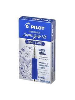 CANETA SUPER GRIP 0.7 0.7MM - AZUL - CX 12 - PILOT