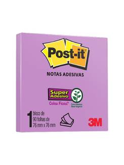 POST IT BLOCO ADESIVO 654 90F - 76X76 - LILAS - UN - 3M