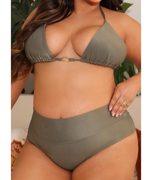 BIQUÍNI CORTININHA ORGANIC CALCINHA TALA VERDE MILITAR COLEÇÃO BEACH CURVE