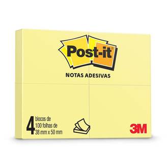 POST IT BLOCO ADESIVO 653 100F - 38X50 - C/4 - AMARELO - UN - 3M