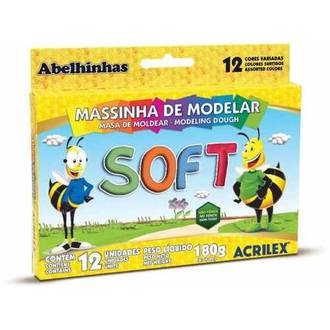 MASSA P/MODELAR SOFT 180G C/12 CORES - 07312 - UN - ACRILEX