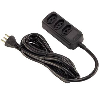 EXTENSAO ELETRICA 3 TOMADAS 20A 2P+T SLIM 3M - PRETO - UN - FORCE LINE