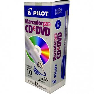 MARCADOR PERMANENTE PONTA FINA CD/DVD 1,0MM - AZUL - CX 12 - PILOT