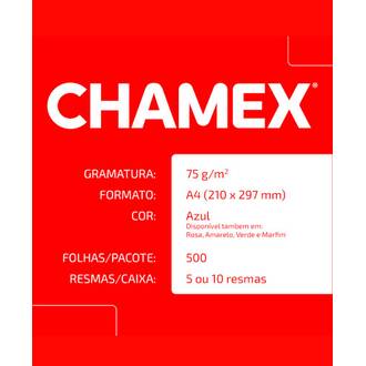 PAPEL CHAMEX COLOR 75G 500FLS - AZUL - UN - CHAMEX