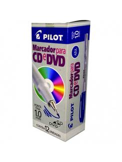 MARCADOR PERMANENTE PONTA FINA CD/DVD 1,0MM - AZUL - CX 12 - PILOT