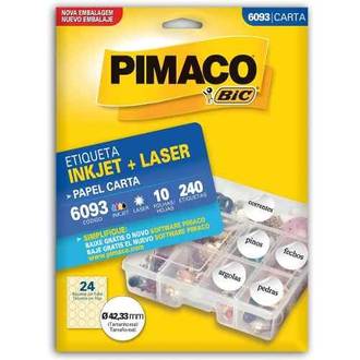 ETIQ INKJET/LASER CARTA 10FL REDONDA - 6093 - 42,33 - UN - PIMACO