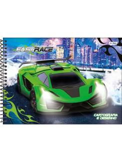 CADERNO DESENHO CAPA DURA 80FLS - ESPIRAL - FAST RACE - UN - JANDAIA