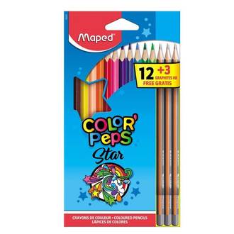 LAPIS DE COR START 12 CORES + 3 LAPIS GRAPITE HB - C/12 - UN - MAPED