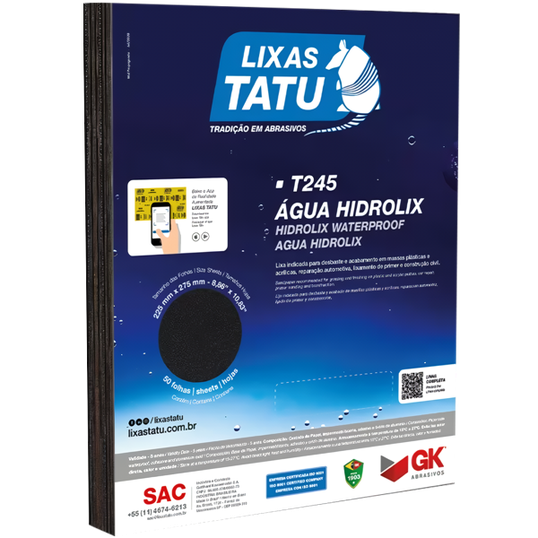 FOLHA DE LIXA D´ÁGUA TATU HIDROLIX GRÃO 600