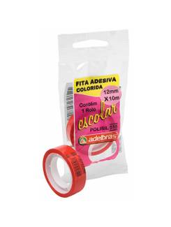 FITA ADESIVA COLORIDA 12X10  - VERMELHO - UN - ADELBRAS