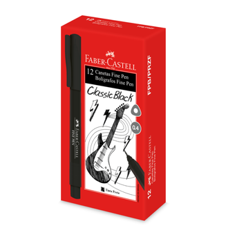 CANETA FINE PEN 0,4MM - COLORS - PRETO - CX 12 - FABER