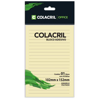 BLOCO ADESIVO PAUTADO 50F - 102X152MM - 301A11C651C - AMARELO - UN - COLACRIL