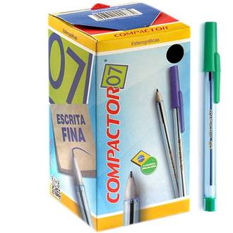 CANETA COMPACTOR 07 0,7MM - VERDE - CX 100 - COMPACTOR