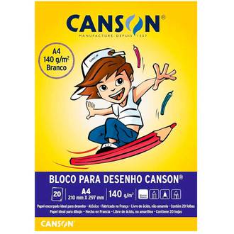 BLOCO DESENHO 140G A4 20FL - BRANCO - PCT 10 - CANSON