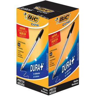 CANETA CRISTAL CLASSICA 1,0MM - PRETO - CX 50 - BIC